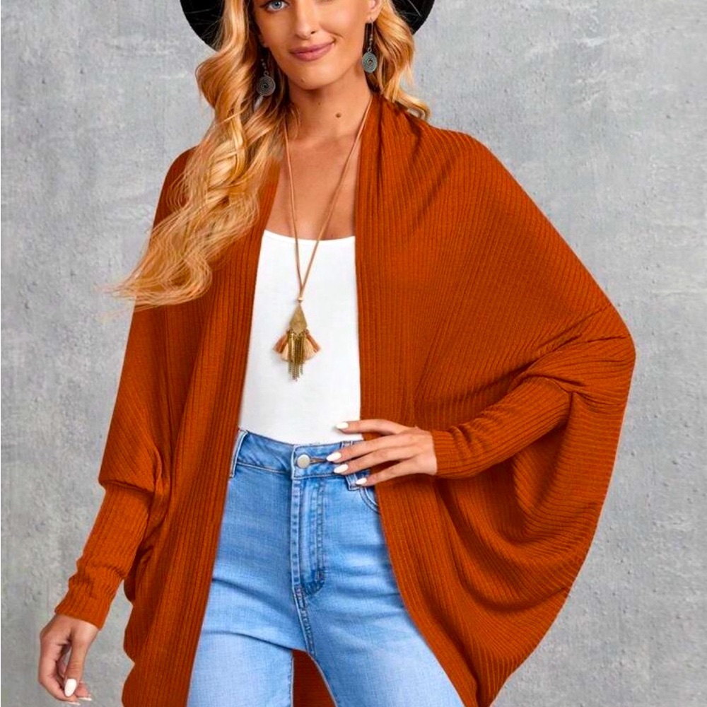 Emily Rose Batwing Sleeve Rust Cardigan